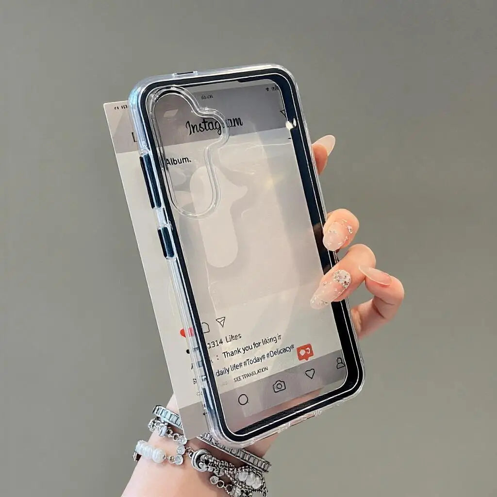 Funda Transparente de Color Caramelo para Teléfono Samsung S26 Ultra S25 A06 A07 A57 A56 A26 A37 A36 A17 A16, 2 en 1, Antigolpes