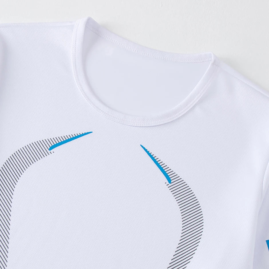 Conjunto de manga corta para hombre de las cuatro estaciones, camiseta estampada de secado rápido para deportes juveniles, Fitness, correr, cómodo e informal, 2 piezas