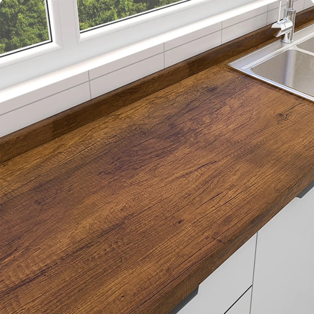 Rollo de papel tapiz adhesivo con 5 metros, pegatina impermeable de grano de madera, armario, puerta de escritorio, pegatinas de renovación de muebles