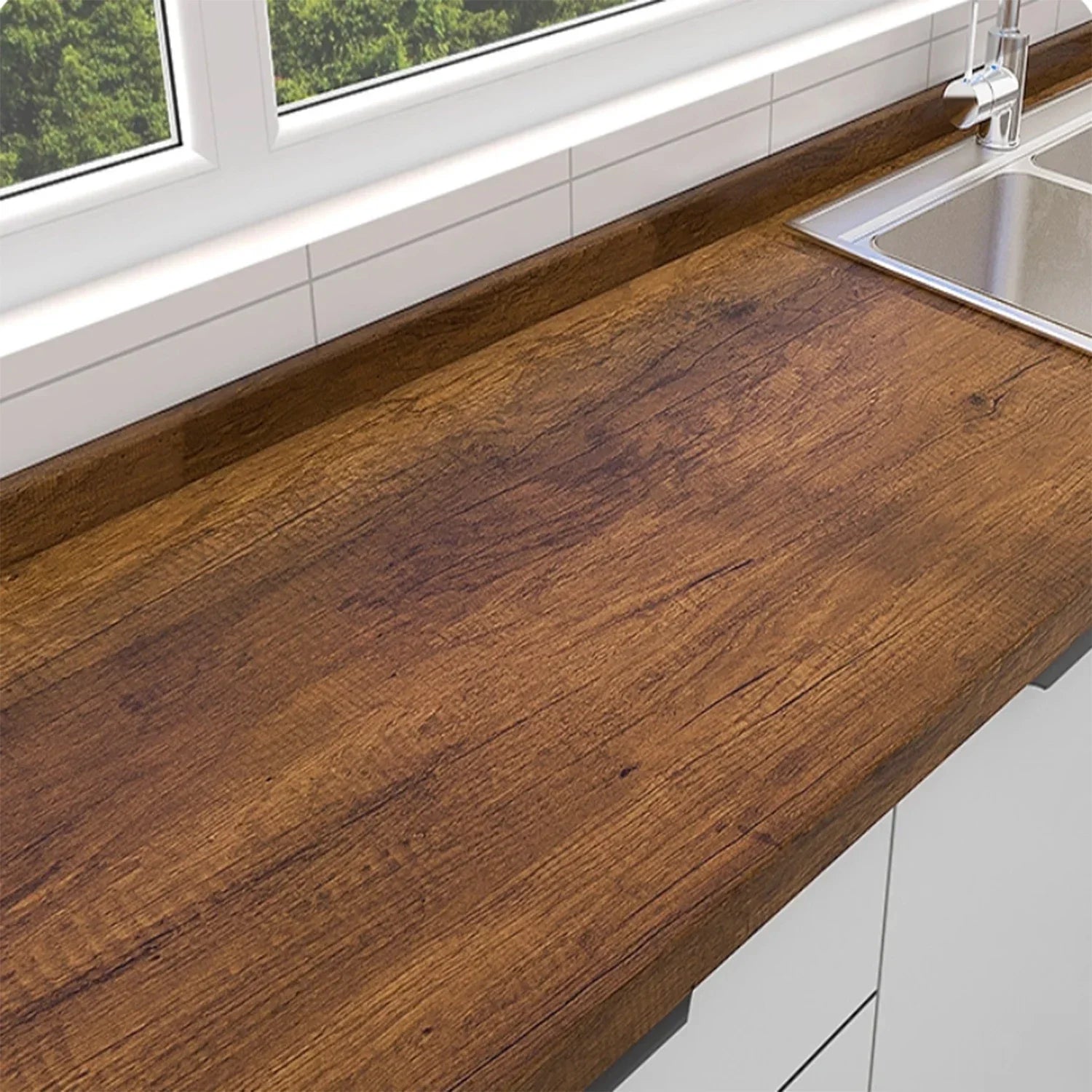 Rollo de papel tapiz adhesivo con 5 metros, pegatina impermeable de grano de madera, armario, puerta de escritorio, pegatinas de renovación de muebles