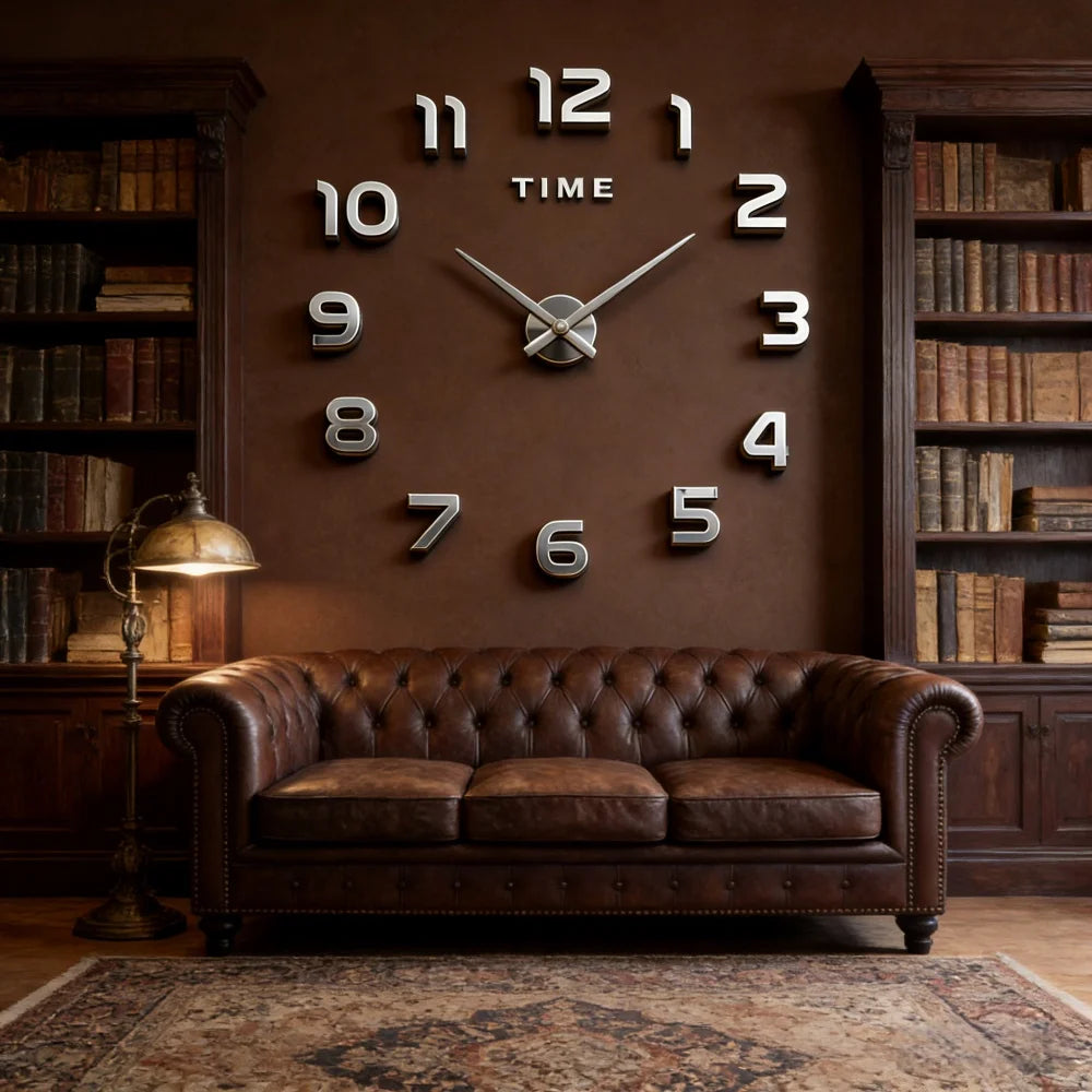 Reloj de pared con espejo acrílico de Número Romano grande 2D/3D, pegatina de moda DIY, relojes de cuarzo, reloj, decoración del hogar, pegatinas para el salón
