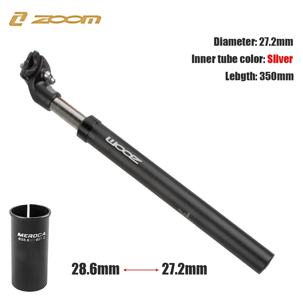 ZOOM-tija de sillín de suspensión para bicicleta de montaña, amortiguador, Alu, 27,2, 28,6, 30,1, 30,4, 30,9, 31,6, 33,9mm