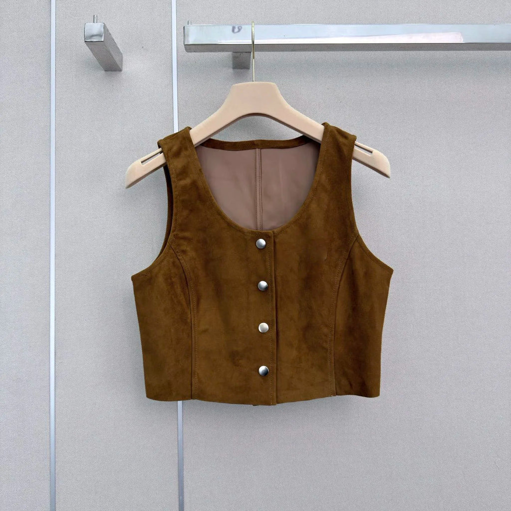 Blusa sin botones y sin mangas para mujer, estilo 2026, de alta calidad, moderna y clásica, de color liso, xy2652140