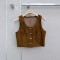 Blusa sin botones y sin mangas para mujer, estilo 2026, de alta calidad, moderna y clásica, de color liso, xy2652140