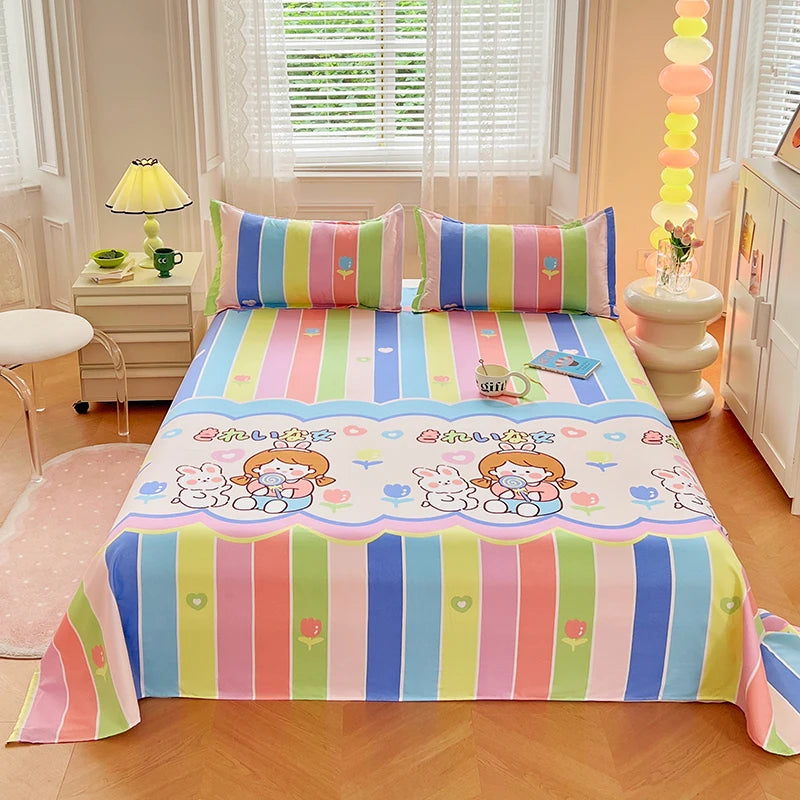 Sábanas Suaves y Agradables al Tacto, Estampadas, para el Hogar, Planas, para Cama King, Queen, Individual, Doble, Transpirables, Duraderas, 1 o 3 Piezas/Juego