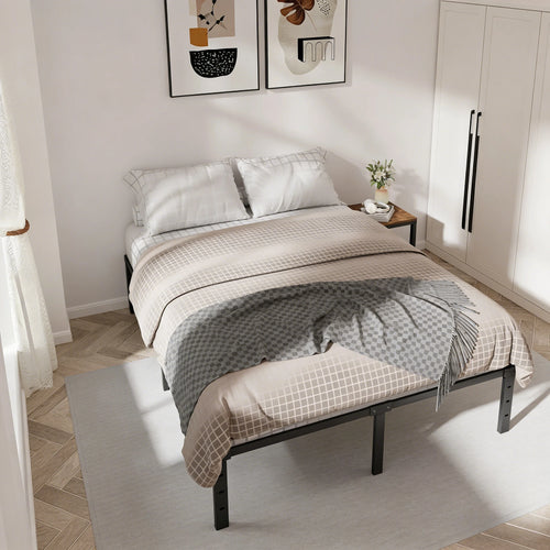 Bases de Cama con Plataforma, Soporte Lateral de Listones, Cabecero Acolchado, Estructura Metálica para Camas, Muebles para el Hogar Bedsleep