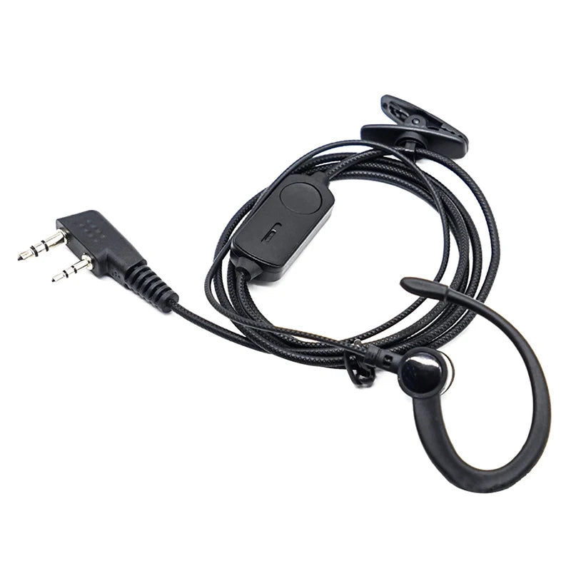 Auriculares con gancho para la oreja para walkie talkie BF760 BF996, micrófono con cable con enchufe K, auriculares de Radioaficionado bidireccional