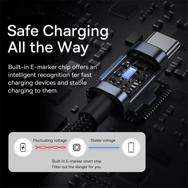 Baseus-Cable USB tipo C de carga rápida, cargador de 100W, PD, para iPhone 16, 15 Plus Pro Max, Macbook, Xiaomi y Samsung