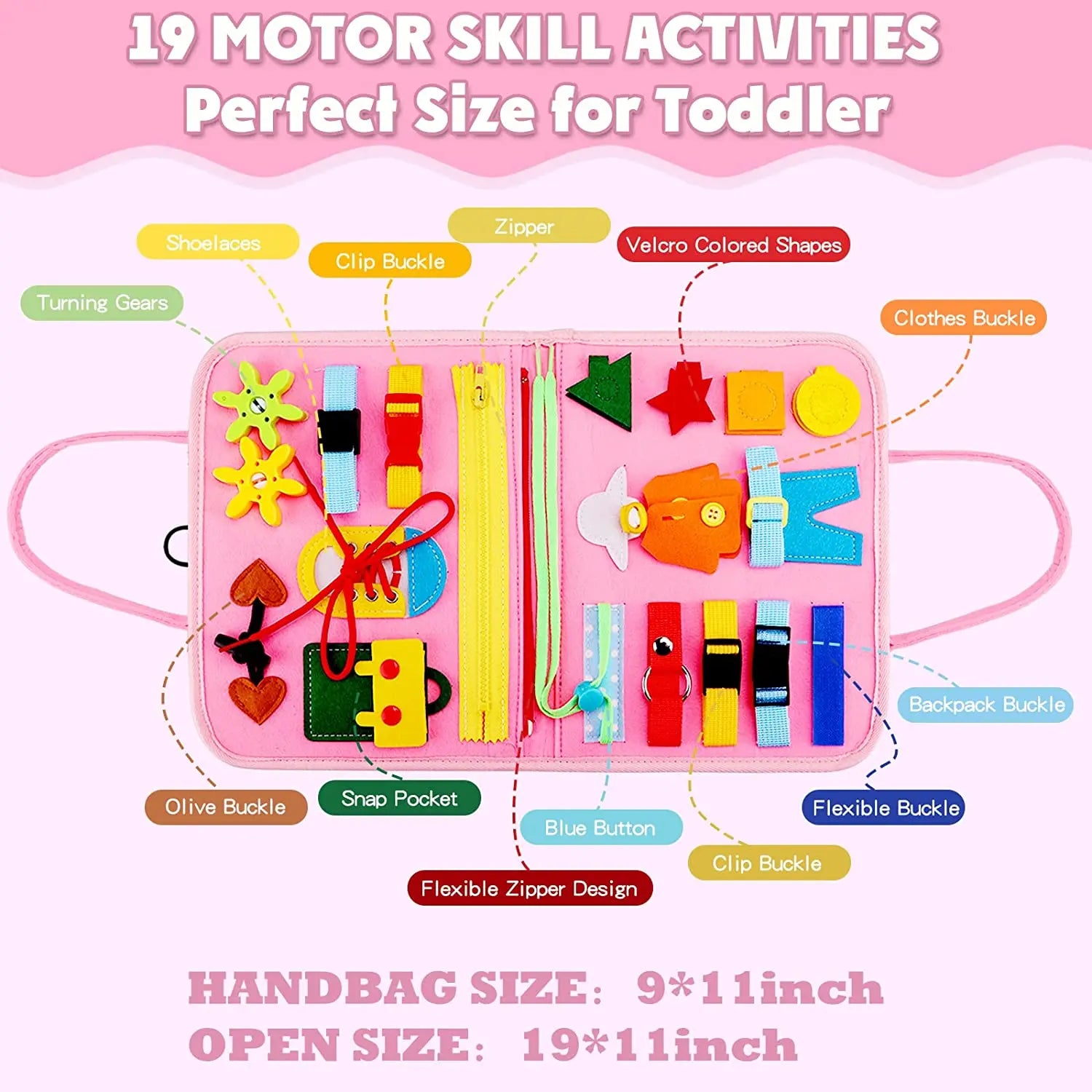 Juguetes Montessori, tablero ocupado, tablero de desarrollo de actividades sensoriales para niños pequeños para habilidades motoras, juguetes educativos de actividades de viaje