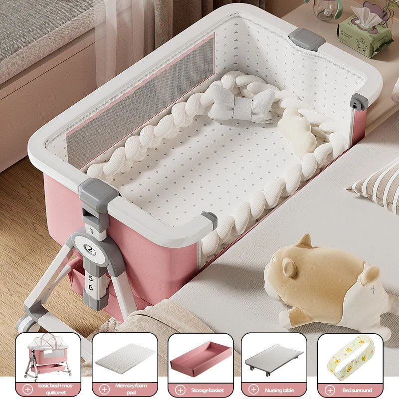 Cuna Multifuncional Segura para Bebés, Plegable, con Función de Balanceo, para Colocar Junto a la Cama, Portátil, para Recién Nacidos, para una Vida Familiar Más Sencilla