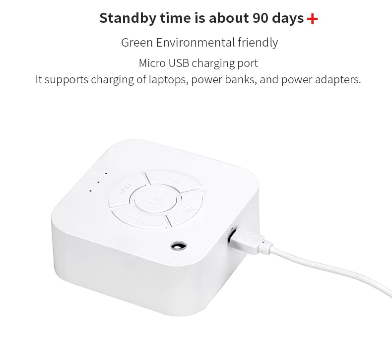 Máquina de ruido blanco para bebé para dormir, chupete de sonido portátil con 10 sonidos relajantes, recargable por USB, temporizador de apagado automático