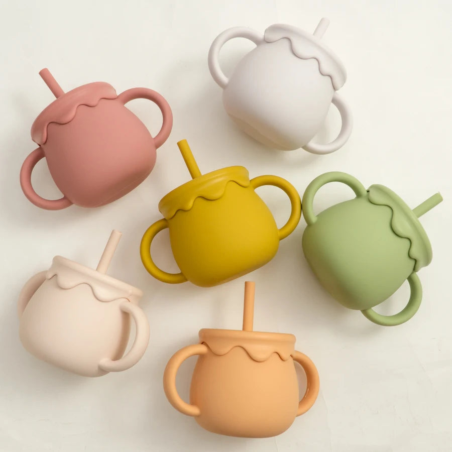 Tazas de alimentación de bebé, vasos portátiles, taza para sorber, contenedor de comida sólida, taza para aperitivos, tazas de aprendizaje para niños pequeños, suministros para recién nacidos