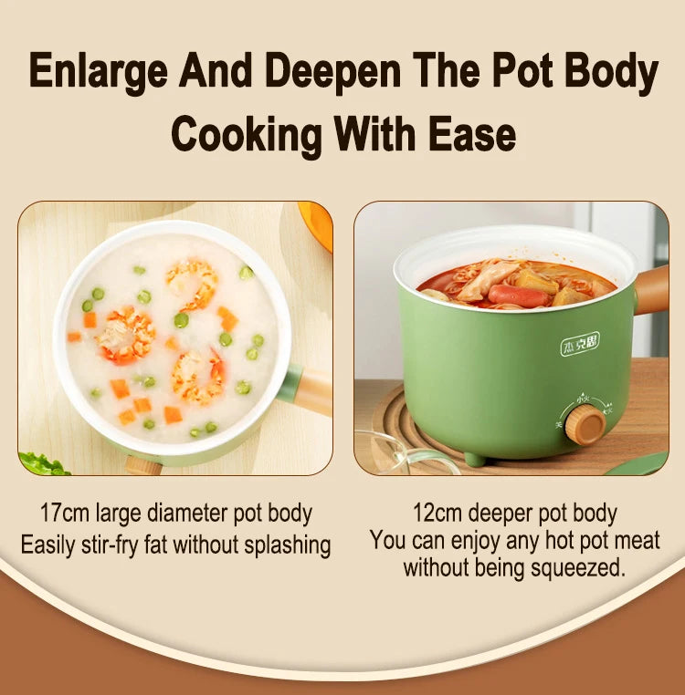 Olla eléctrica, aparato de cocina de doble capa para el hogar, olla caliente, calentador de sopa, cocina multifunción, Mini sartén antiadherente