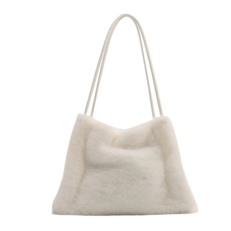 Nuevo bolso de mano de felpa para Otoño e Invierno, bolso de compras cruzado con cadena de Color sólido versátil, bolsos de mensajero con cadena de nuevo diseño para mujer