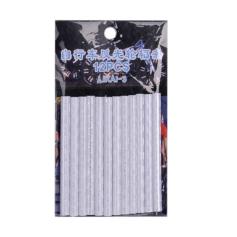 12 unids/bolsa radios de rueda de bicicleta pegatina reflectante tira de tubo luz de advertencia DIY 7,5 cm MTB Reflector de ciclismo Kit de seguridad reflectante