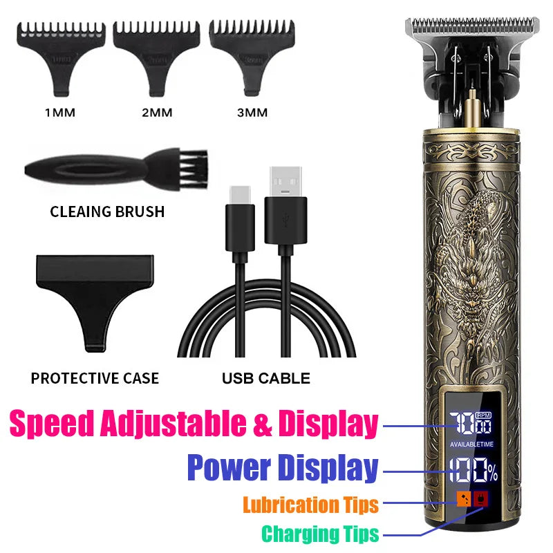 Cortadora de pelo eléctrica profesional Vintage T9, afeitadora portátil recargable por USB para el cuidado de la barba, el mejor regalo