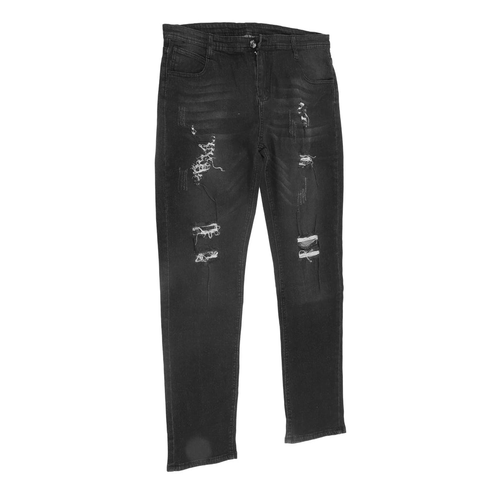 【Venta】Pantalones desgastados para hombre, pantalones ajustados informales con botones y cremallera a la moda con bolsillos para fiesta de viaje