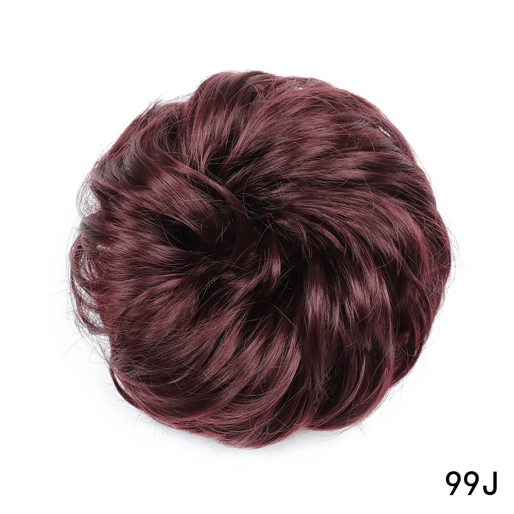 AZQUEEN moño de pelo sintético moño Natural gris desordenado banda para el cabello rizado elástico Scrunchy piezas de cabello falso para mujeres horquillas