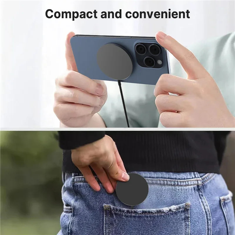 Cargador Inalámbrico Magnético Rápido con Doble Puerto USB, Mini Base de Carga para iPhone 17 16 15 14 13 12 Pro Max, Accesorio Universal para Teléfono
