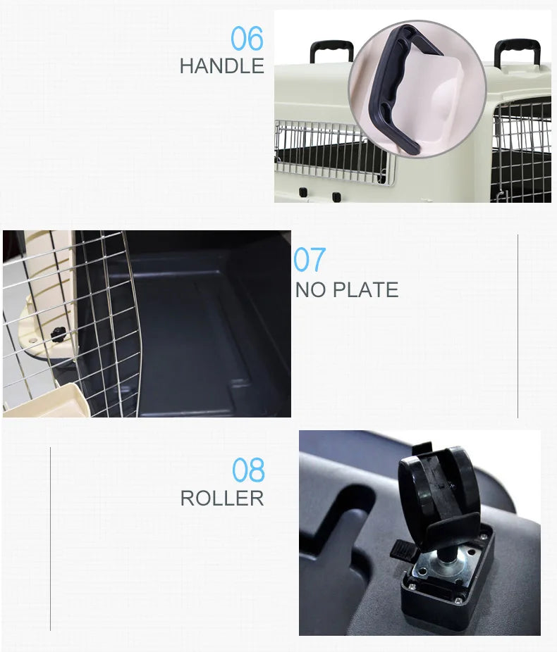 Caja de transporte de plástico para perros aprobada por IATA 3XL, jaula para mascotas con perrera, cajas de viaje para envío de aerolínea