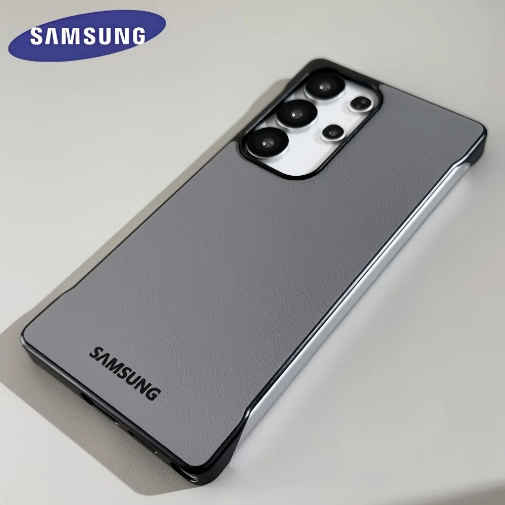 Funda de teléfono con textura de cuero de negocios ultrafina sin marco Samsung Galaxy S25 Ultra S24 Plus S25 Edge mate cubierta suave a prueba de golpes