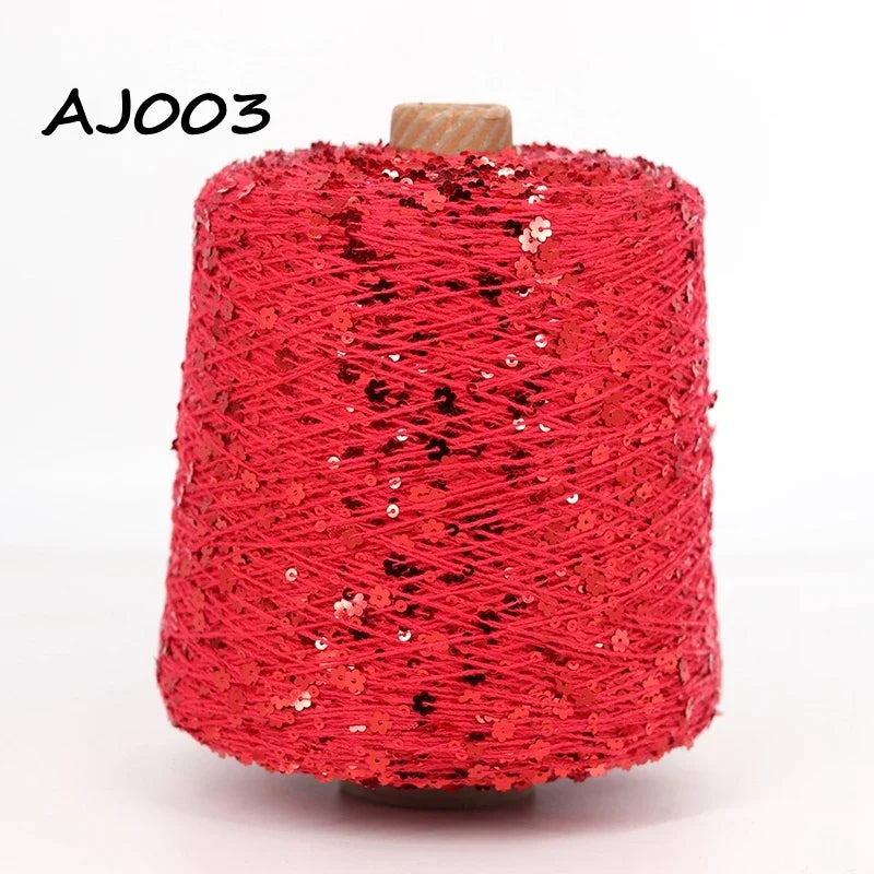 Cooamuu-Hilo de lentejuelas de algodón de lujo, hilo para tejer a mano, 500G/bobina, 3MM + 6MM, accesorios de lentejuelas