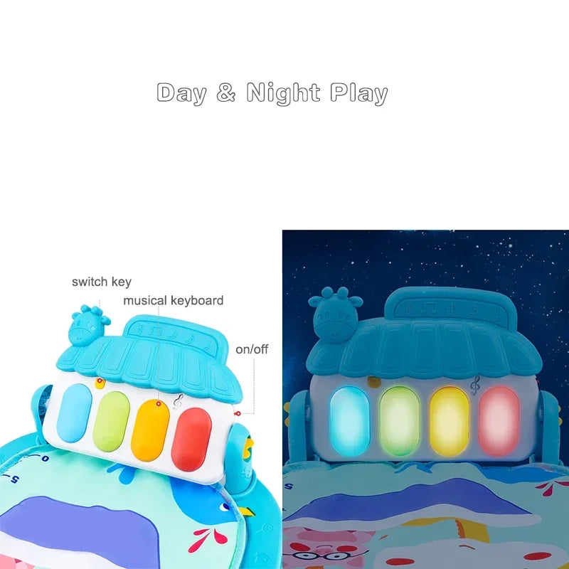 Tapete de juego para bebé, alfombra de actividades para gatear en gimnasio, juguetes para regalo de 0 a 12 meses, tapete de juego infantil, estante de música para niños pequeños, alfombra con teclado de Piano
