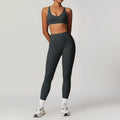 Ropa deportiva de 2 piezas para mujer, conjunto de Yoga, ropa de gimnasio, ropa deportiva, trajes de Yoga, conjunto de Fitness, chándales, Sujetador deportivo, mallas de cintura alta para gimnasio
