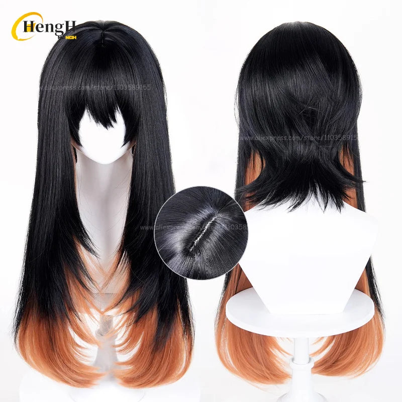 En stock Anime Zanka Guita Enji ‌   Pelucas de Cosplay Rudo Amo Li Glaze, pelo sintético resistente al calor, pelucas para fiesta de Halloween + gorro de peluca