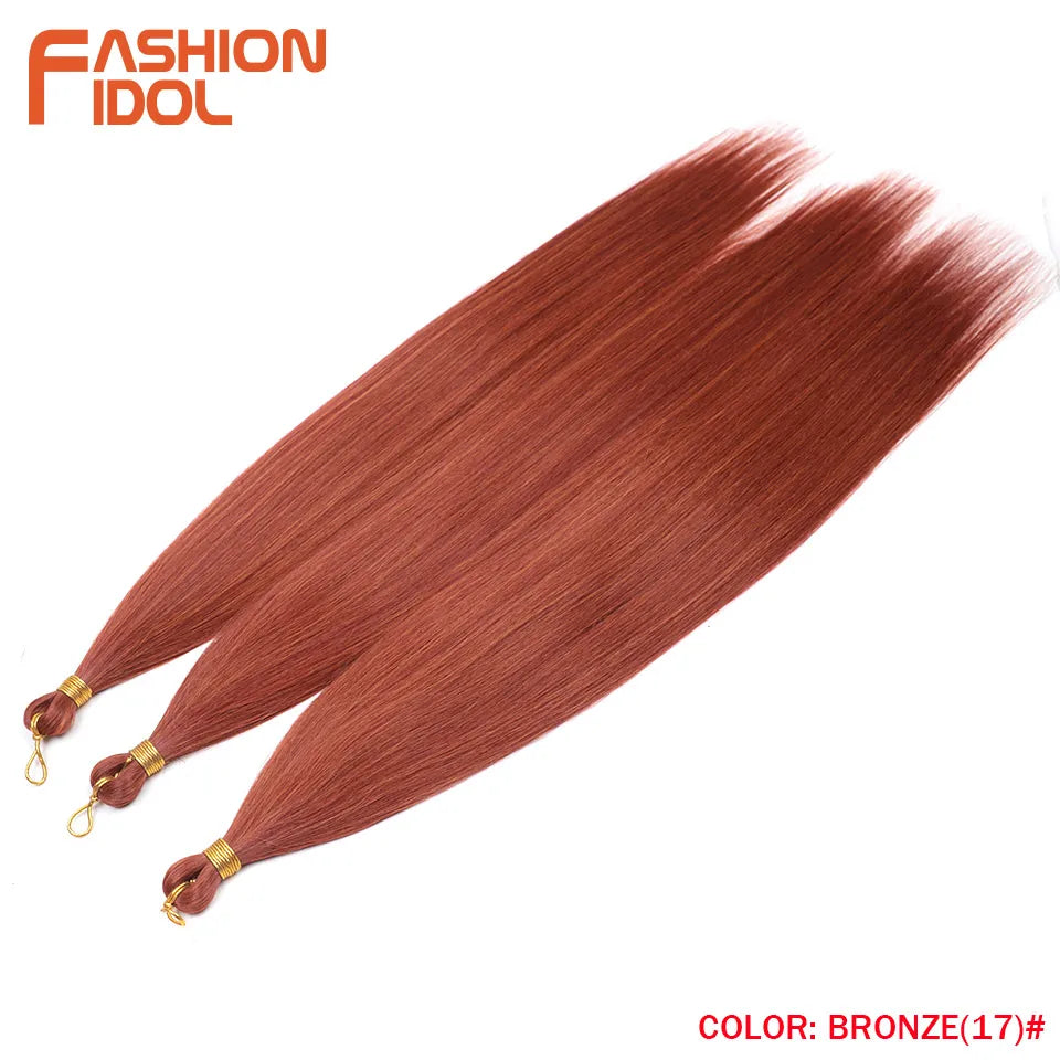 FASHION IDOL, 28 pulgadas, 300g/3 piezas, cabello liso, cabello trenzado sintético, extensiones de cabello de fibra resistente al calor, color gris ombré