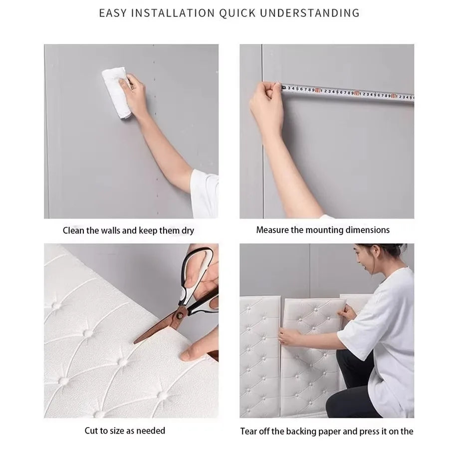 Papel Tapiz Autoadhesivo 3D, Almohadilla de Pared Anticolisión, para Dormitorio Infantil, Sala de Estar, Almohadilla de Espuma Suave, Decoración del Hogar