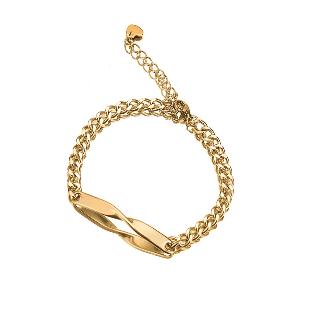 Pulsera Mobius Personalizada con Nombre Grabado para Hombre y Mujer, Pulsera de Acero Inoxidable con Nombre y Fecha Personalizados, Joyería DIY para Parejas, Regalo