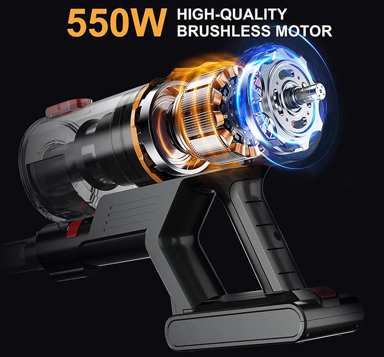 Aspiradora Inalámbrica de 50000 Pa, Motor sin Escobillas de 550 W, Aspiradora de Barra, 40 Minutos de Autonomía, Aspiradora de Mano para Limpieza del Hogar