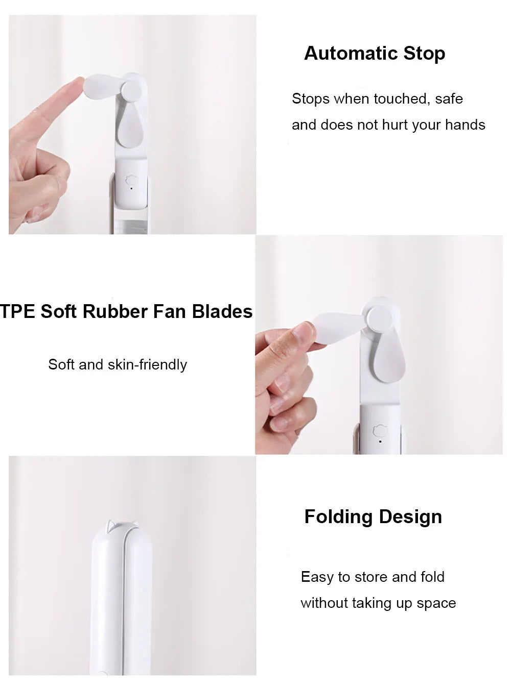 Mini ventilador de mano portátil, pequeño ventilador de bolsillo, batería recargable por USB, ventilador de mano de refrigeración plegable, Mini ventilador USB con Banco de energía