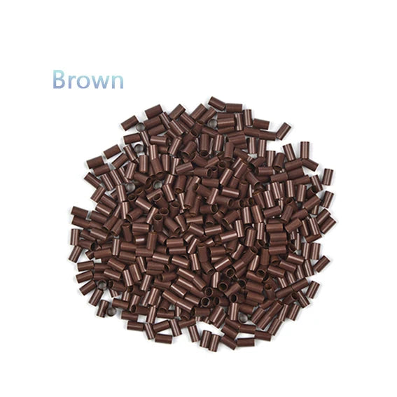 1000 Uds tubos de cobre Micro enlaces anillos para extensiones de cabello humano 3,5*3,1*6mm Micro cuentas de cobre