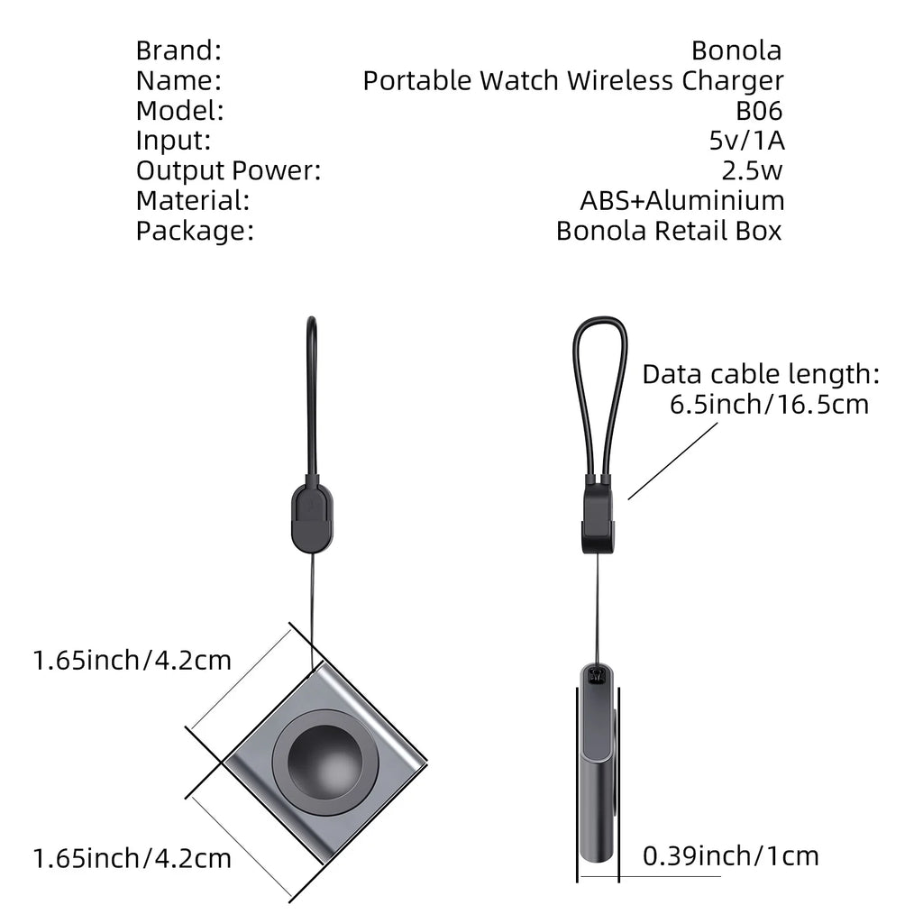 Cargador Magnético Bonola para Reloj Samsung Galaxy Watch Ultra/8/7/6/5 Classic, Carga Inalámbrica Portátil de C a C para Galaxy Active