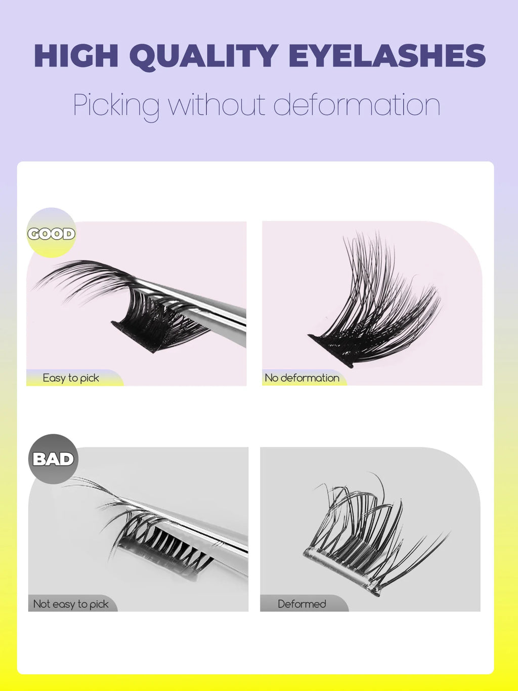 GROINNEYA grupos de pestañas pestañas de gato extensiones de pestañas individuales tenues volumen grupos esponjosos pestañas DIY maquillaje de pestañas