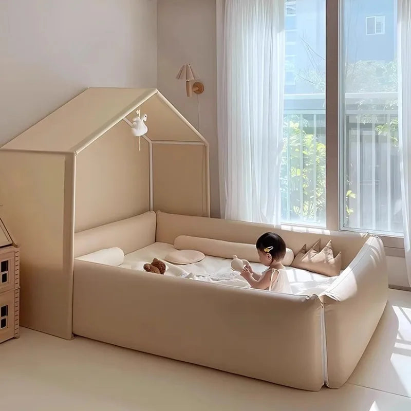 Cuna de seguridad sencilla con barandilla para niños, diseño normal, corralito, camas infantiles, muebles para el hogar