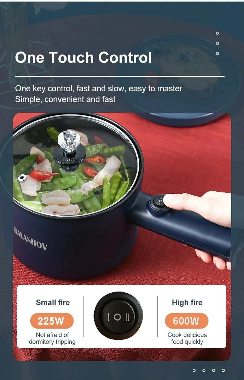 Mini Cocina eléctrica multifunción todo en uno, olla individual de doble capa para el hogar, olla para Fideos, olla caliente antiadherente, herramienta de cocina