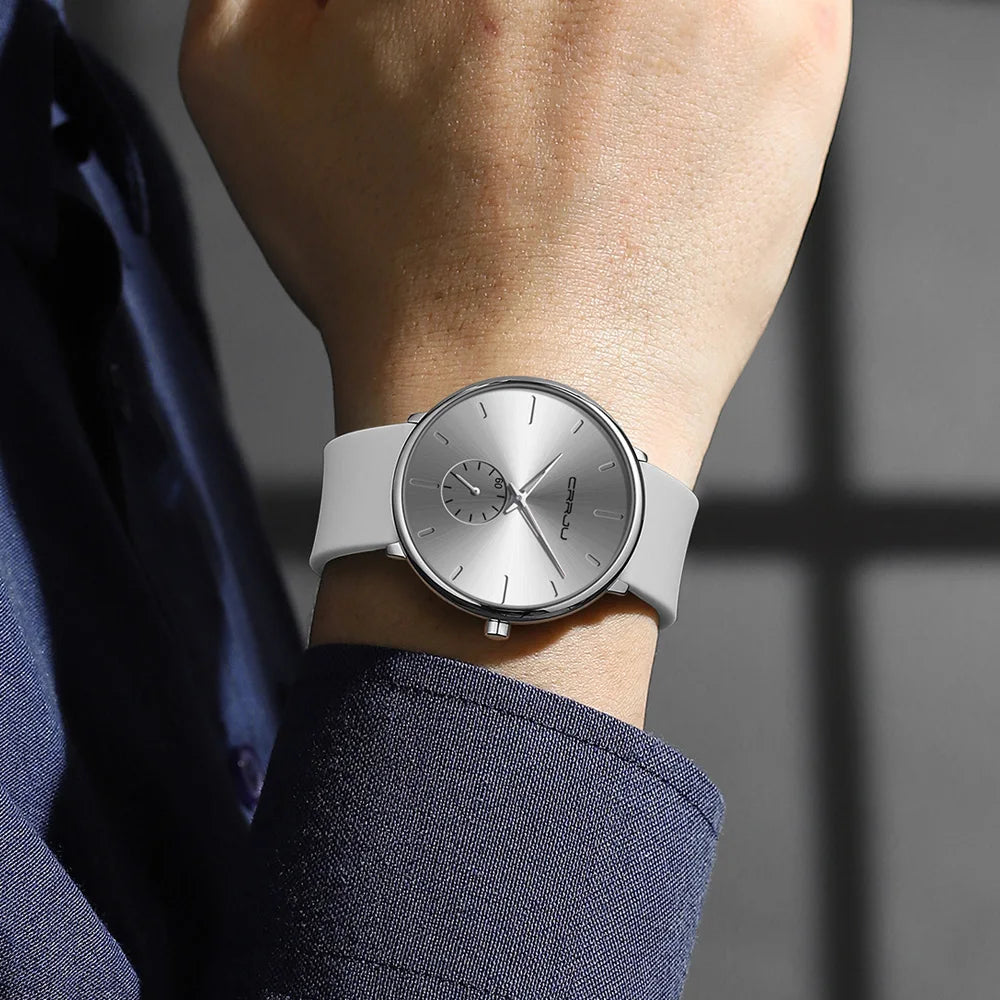 CRRJU-Conjunto de relojes de silicona informales para hombre y mujer, relojes de pulsera de cuarzo con esfera Simple, reloj de vestir para mujer