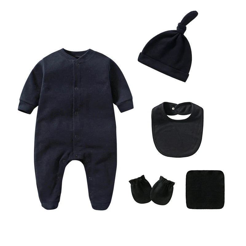 Conjunto de ropa para bebé recién nacido, niño y niña, peleles de Color sólido de manga larga de algodón 100%, traje con pechera, productos infantiles de 0 a 3 meses