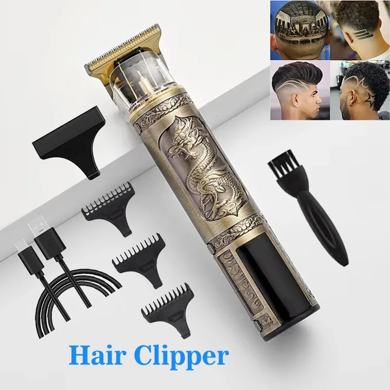 Afeitadora eléctrica Vintage T9, cortadora de pelo inalámbrica para peluquero, cortadora de pelo con carga USB, cortadora de pelo portátil adecuada para hombres