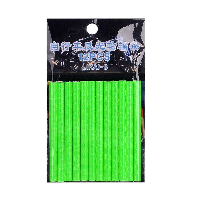 12 unids/bolsa radios de rueda de bicicleta pegatina reflectante tira de tubo luz de advertencia DIY 7,5 cm MTB Reflector de ciclismo Kit de seguridad reflectante