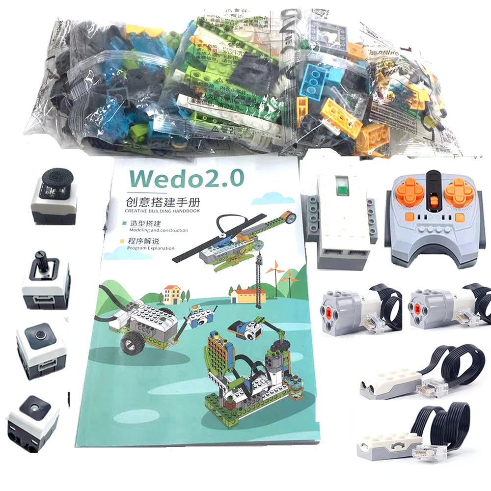 280 Uds piezas WeDo 2,0 RC juego de núcleos de robótica con seis sensores compatibles lego 45300 estudiante DIY juguete educativo de ladrillo