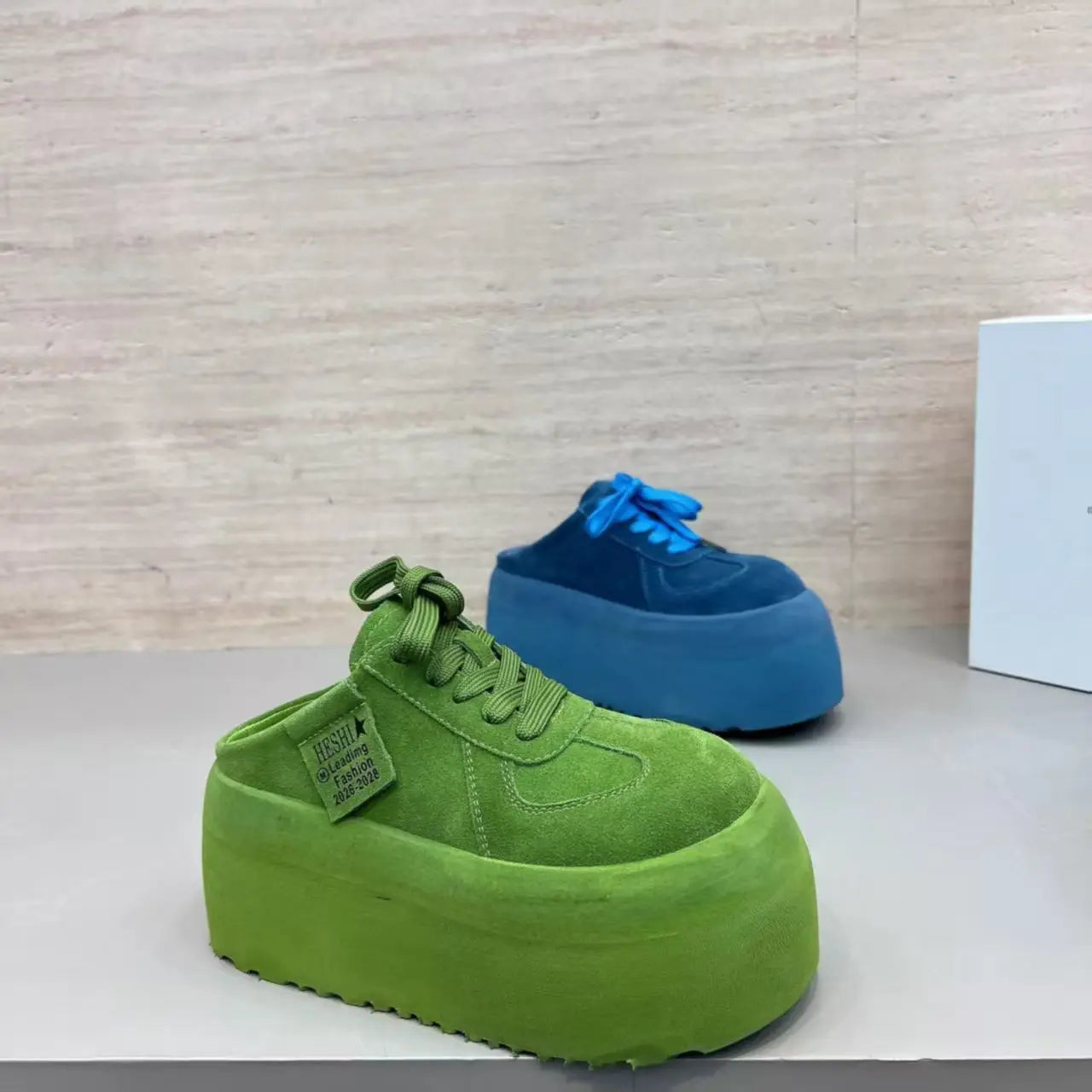 Pantuflas de Plataforma de Cuero Suave para Mujer, Primavera 2026, Talla Pequeña, para Uso en Exteriores, con Suela Gruesa y ...