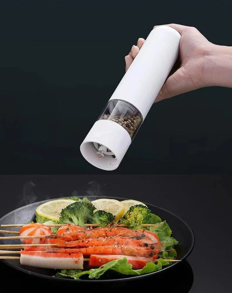 Molinillo eléctrico automático de pimienta y sal con luz LED, molinillo de especias de aspereza ajustable, herramienta de cocina