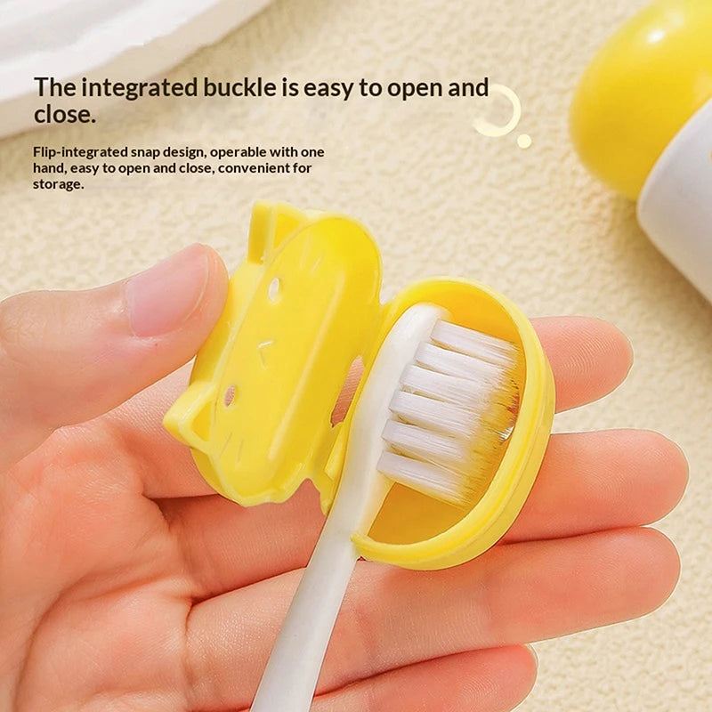 ❀ ❀ Funda Protectora para Cepillo de Dientes con Diseño de Gato de Dibujos Animados - Estuche de Viaje Transpirable y a Prueba de Polvo para Protección del Cepillo de Dientes