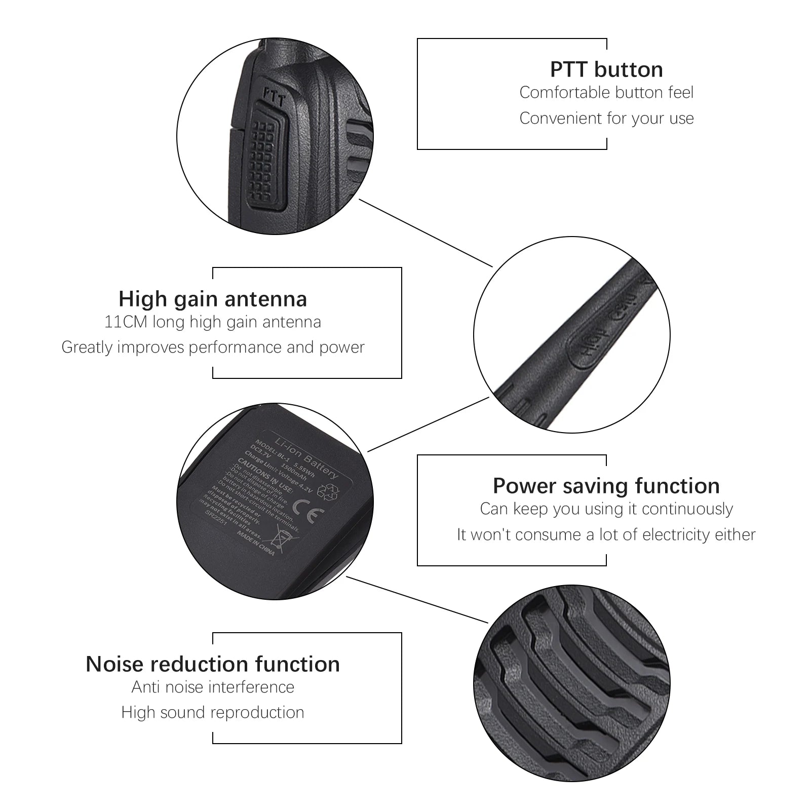Walkie Talkies de BF-888s, 2 paquetes, Radios bidireccionales de largo alcance recargables a prueba de agua con auriculares, transceptor portátil de mano