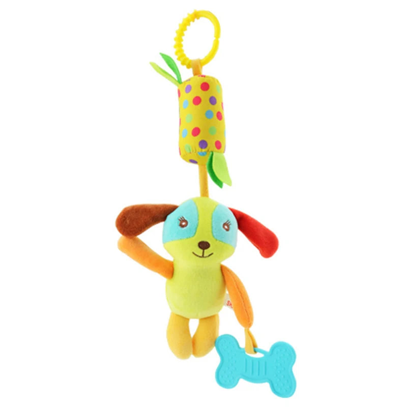 Sonajeros colgantes sensoriales para bebé, juguete de aprendizaje suave, cochecito de animales de peluche, cama de coche infantil, cuna con mordedor para bebés y niños pequeños