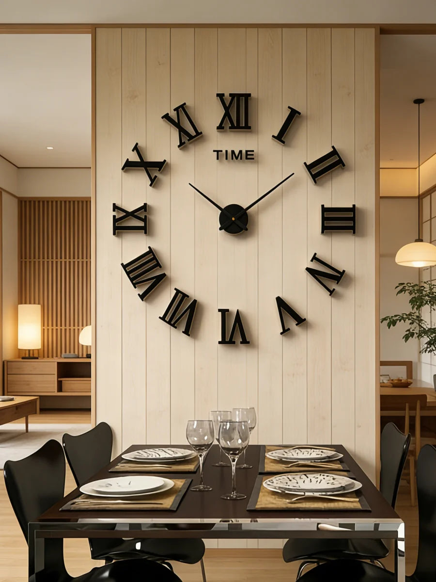 Reloj de pared con espejo acrílico de Número Romano grande 2D/3D, pegatina de moda DIY, relojes de cuarzo, reloj, decoración del hogar, pegatinas para el salón